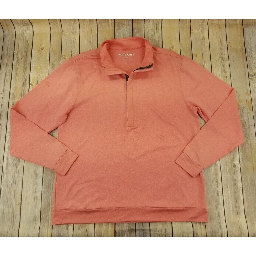 Haus of Grey Matte Grey Men’s Half Zip Pullover Golf Sweater Size L Pink B5